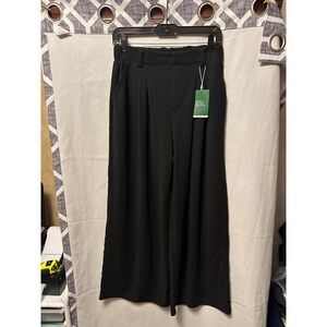 NWT Halara High Waisted Pocket Wide Leg Flowy Casual Pleated Size Medium P Black